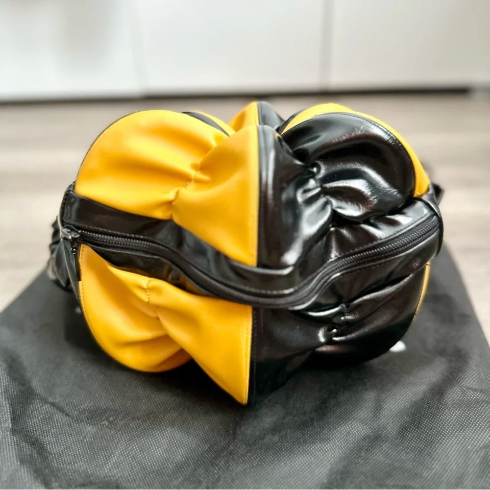 Tokyo James Small Ata Rodo Bag Yellow Black Ruched Crossbody Handbag NWT⁠